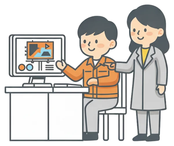 デザインの打ち合わせのイラスト